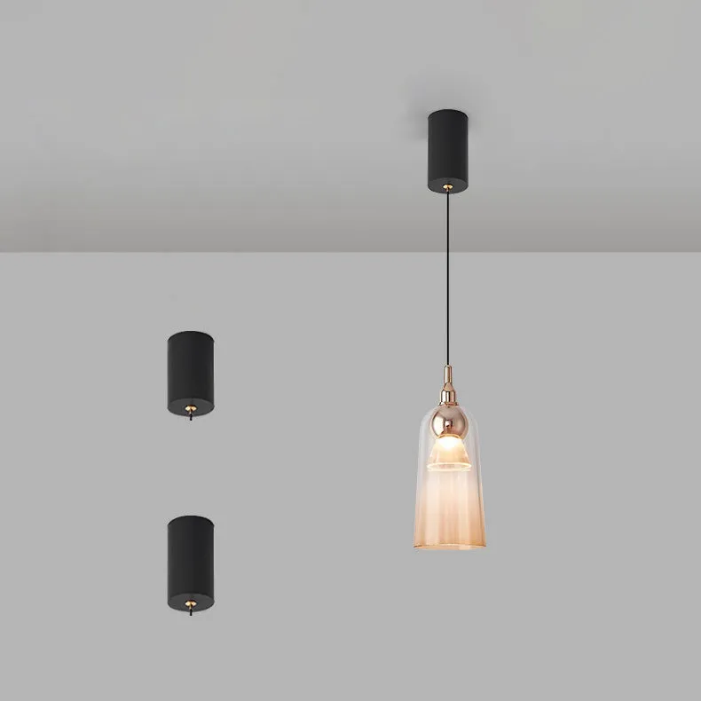 Contemporary Nordic Gradient Acrylic Cup Shade Aluminum LED Pendant Light For Dining Room