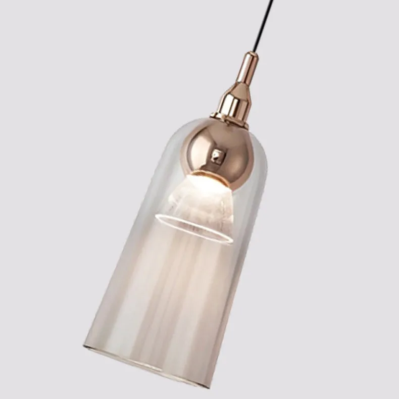 Contemporary Nordic Gradient Acrylic Cup Shade Aluminum LED Pendant Light For Dining Room