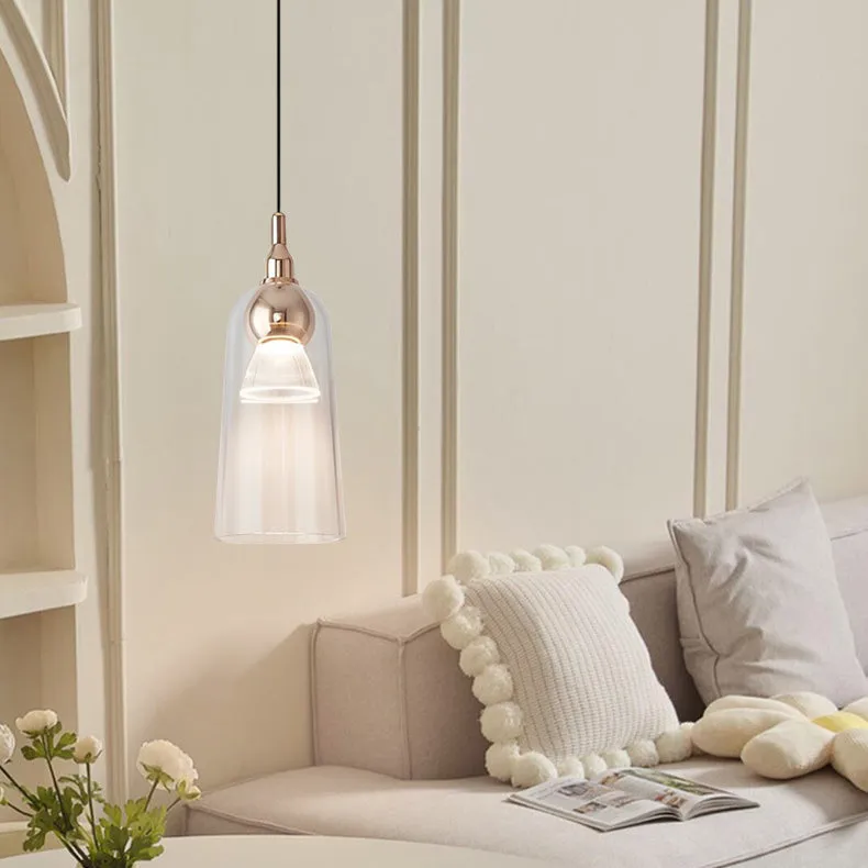 Contemporary Nordic Gradient Acrylic Cup Shade Aluminum LED Pendant Light For Dining Room