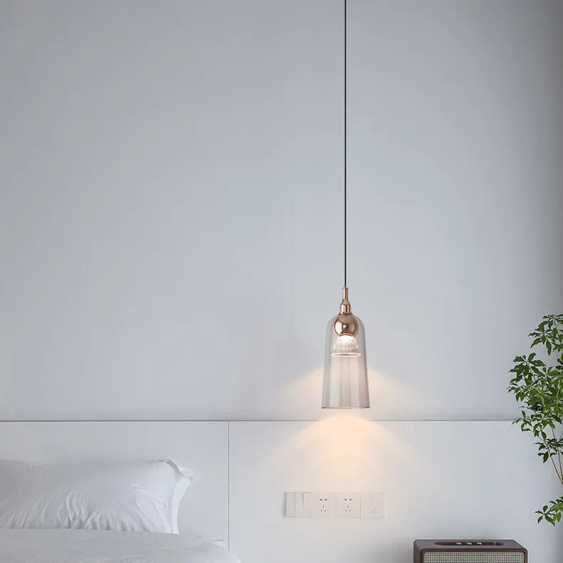 Contemporary Nordic Gradient Acrylic Cup Shade Aluminum LED Pendant Light For Dining Room