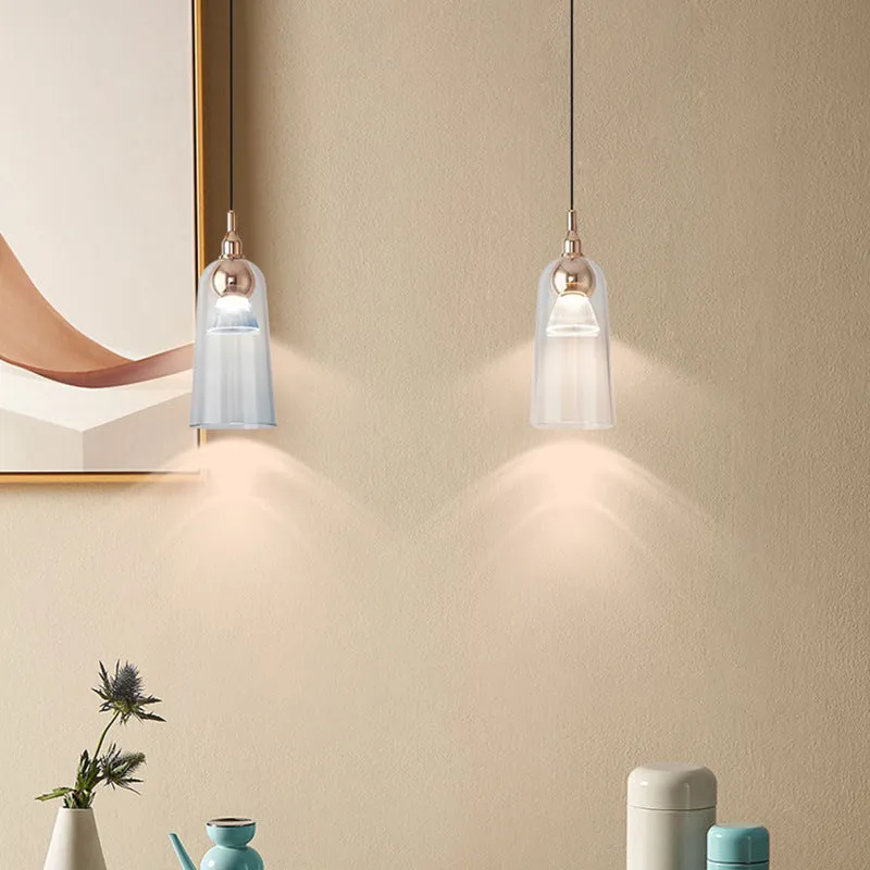 Contemporary Nordic Gradient Acrylic Cup Shade Aluminum LED Pendant Light For Dining Room