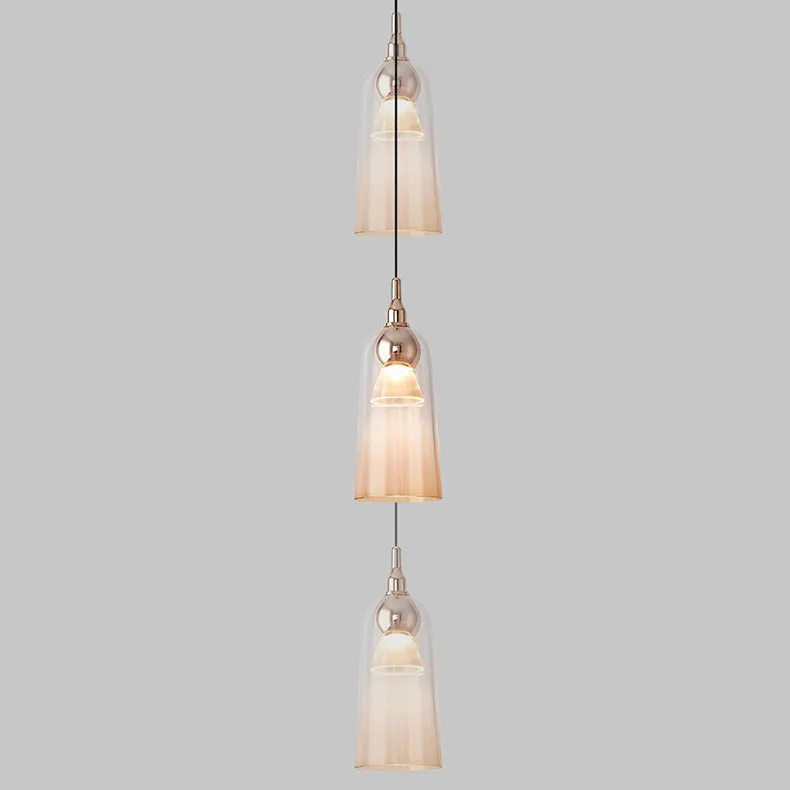Contemporary Nordic Gradient Acrylic Cup Shade Aluminum LED Pendant Light For Dining Room