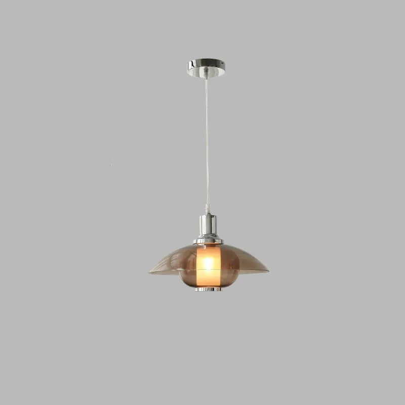 Contemporary Nordic Iron Glass Round Shape 1-Light Pendant Light For Bedroom