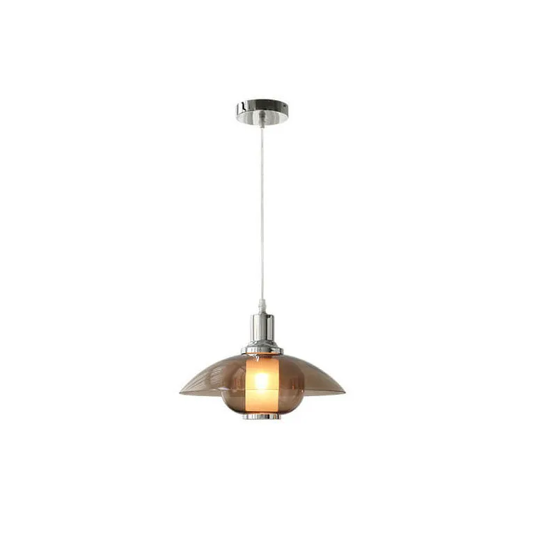 Contemporary Nordic Iron Glass Round Shape 1-Light Pendant Light For Bedroom