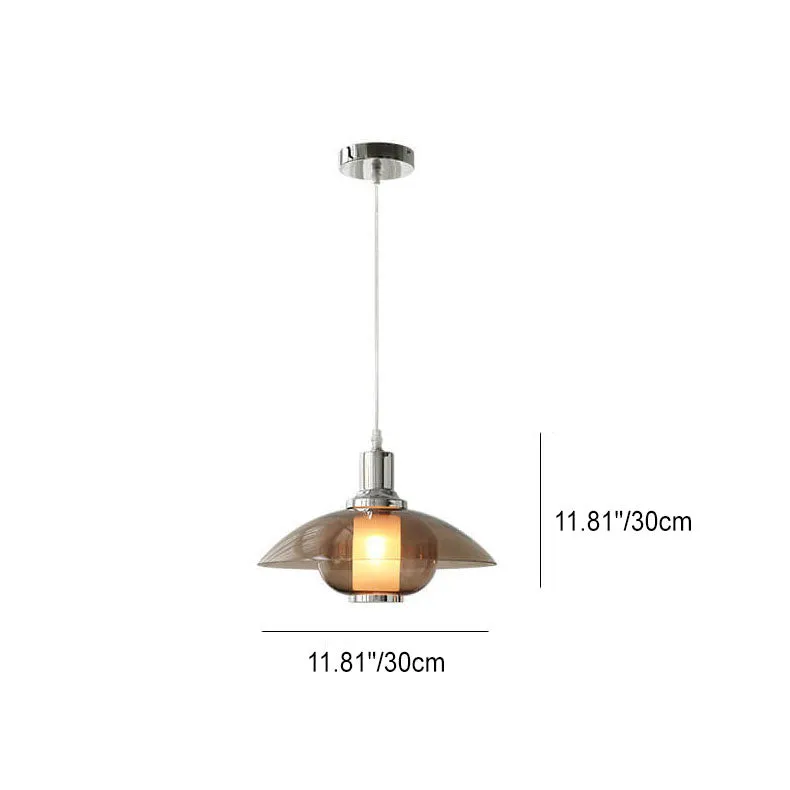 Contemporary Nordic Iron Glass Round Shape 1-Light Pendant Light For Bedroom