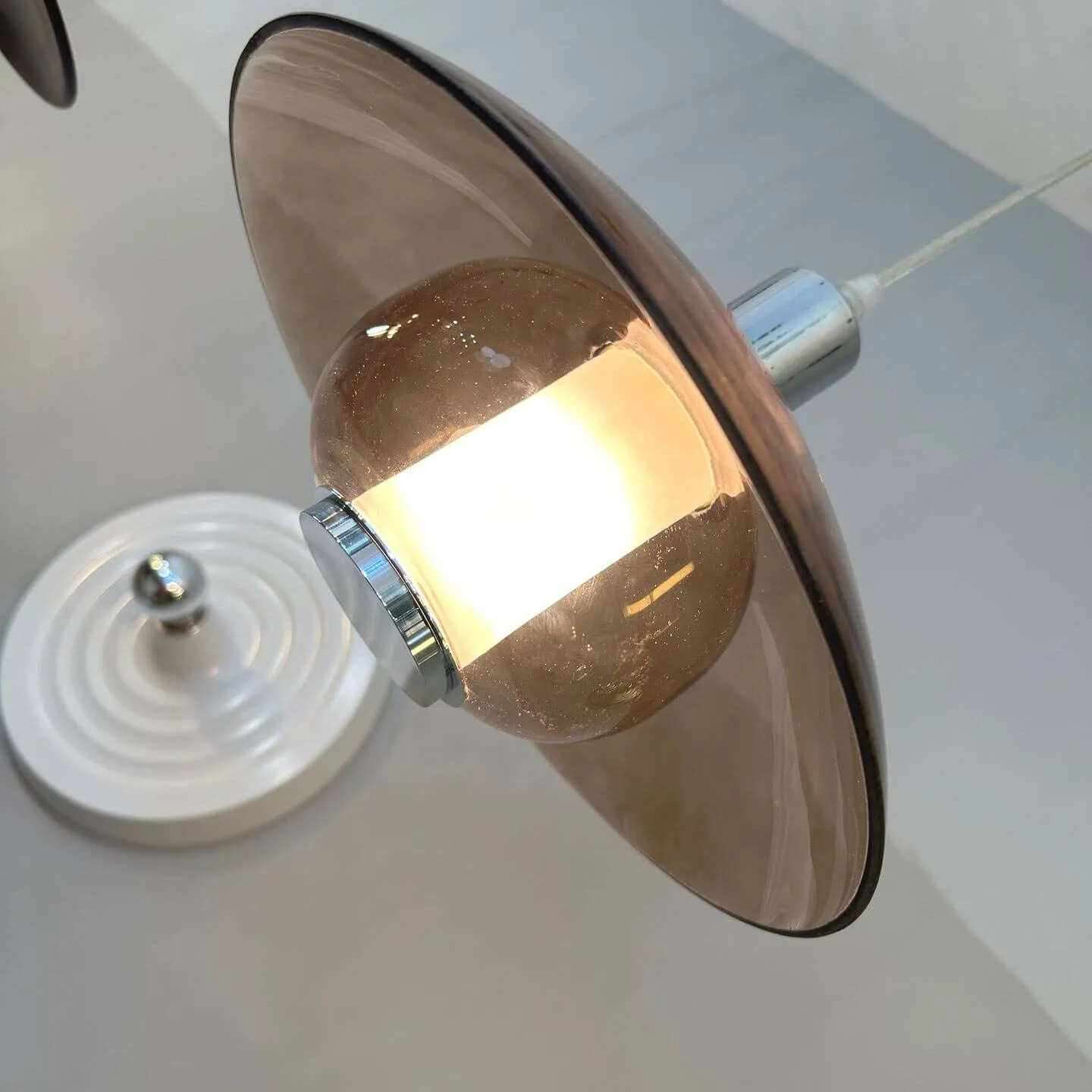 Contemporary Nordic Iron Glass Round Shape 1-Light Pendant Light For Bedroom