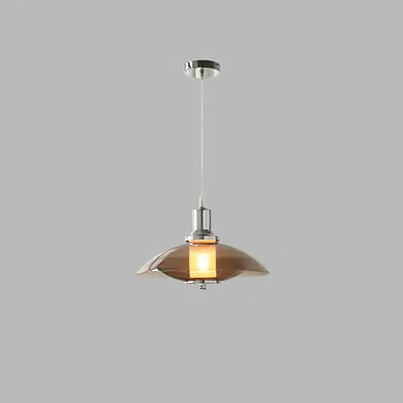 Contemporary Nordic Iron Glass Round Shape 1-Light Pendant Light For Bedroom