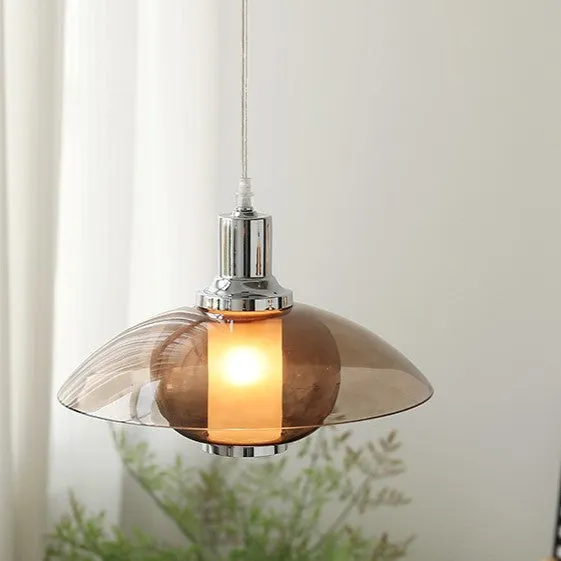 Contemporary Nordic Iron Glass Round Shape 1-Light Pendant Light For Bedroom