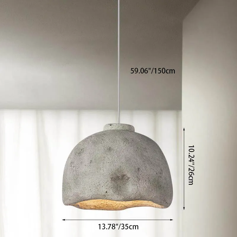 Contemporary Nordic Rough Rock Texture Semicircular 1-Light Pendant Light for Dining Room