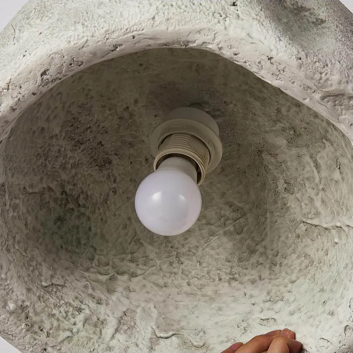 Contemporary Nordic Rough Rock Texture Semicircular 1-Light Pendant Light for Dining Room