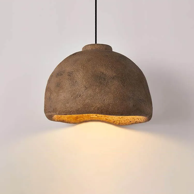 Contemporary Nordic Rough Rock Texture Semicircular 1-Light Pendant Light for Dining Room