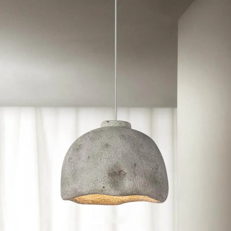 Contemporary Nordic Rough Rock Texture Semicircular 1-Light Pendant Light for Dining Room
