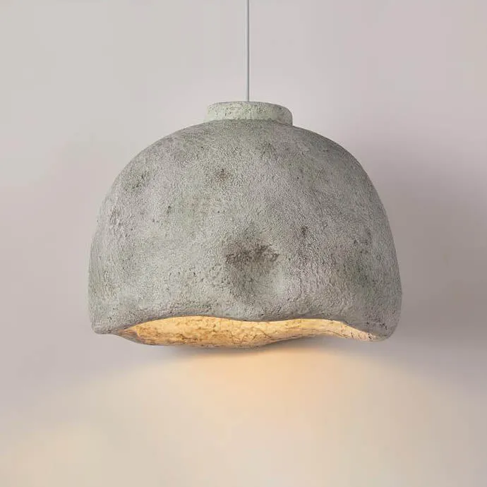 Contemporary Nordic Rough Rock Texture Semicircular 1-Light Pendant Light for Dining Room
