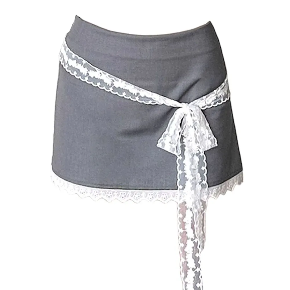 Coquette Aesthetic Lace Bow Skirt