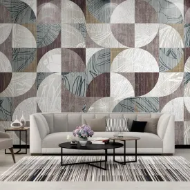 Custom Mural Nordic Modern Retro Leaves Geometric Shapes (㎡)