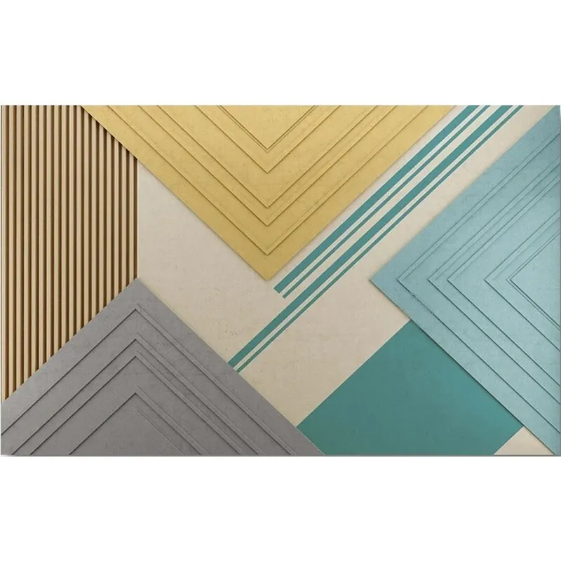 Custom Mural Wallpaper Geometric Yellow Green Color Block (㎡)