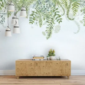 Custom Mural Wallpaper Nordic Style Green Plants Leaves (㎡)