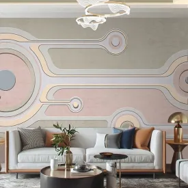 Custom Wallpaper Mural Abstract Pink Geometry Art (㎡)