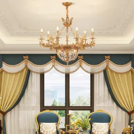 Duchess - European Rococo Style Lustre Vintage Solid Brass Gold Chandelier
