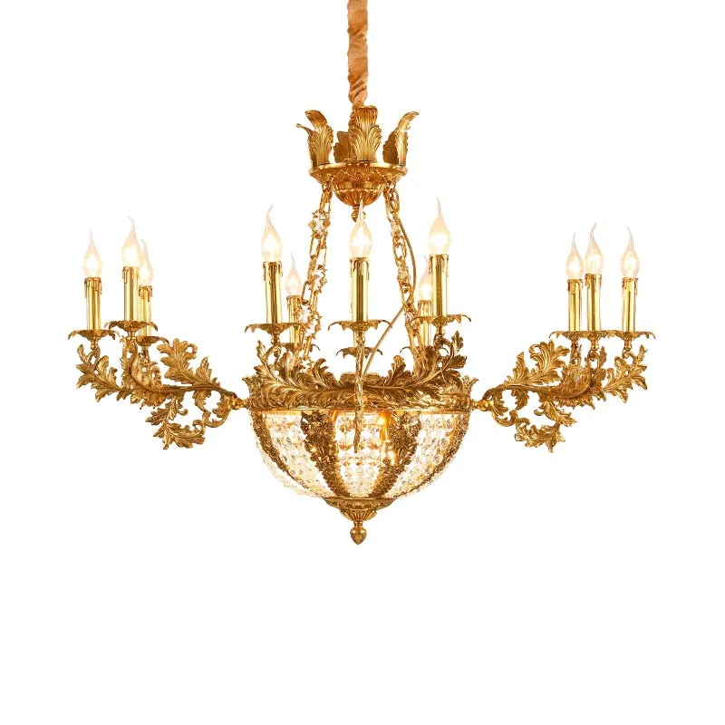 Duchess - European Rococo Style Lustre Vintage Solid Brass Gold Chandelier