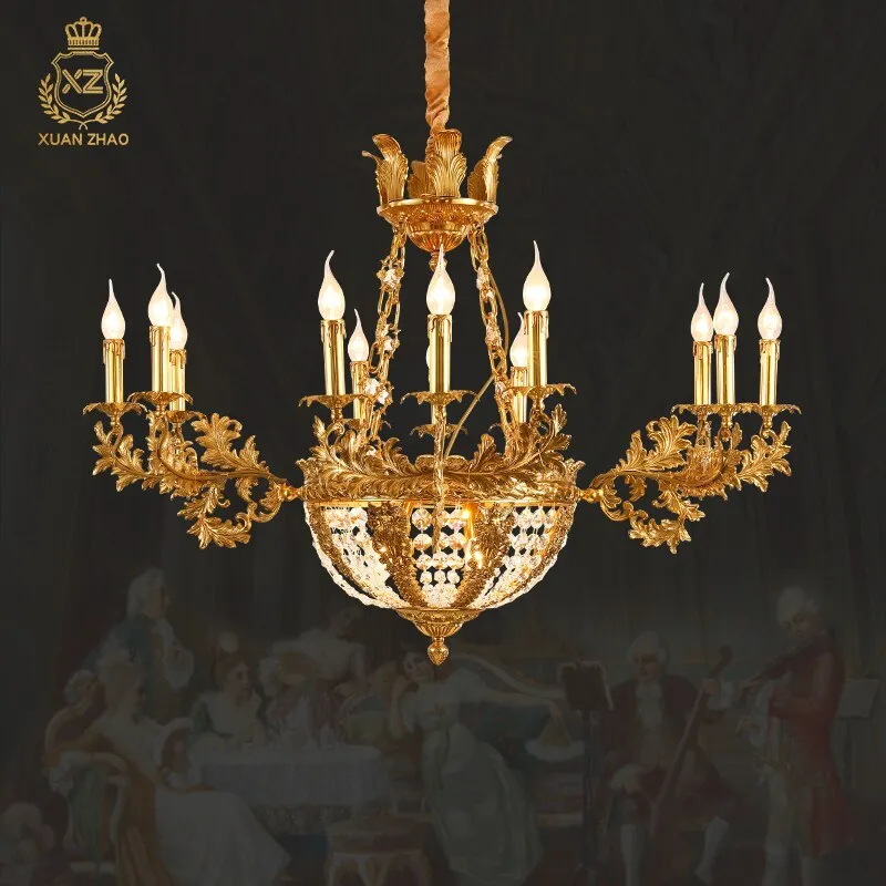 Duchess - European Rococo Style Lustre Vintage Solid Brass Gold Chandelier