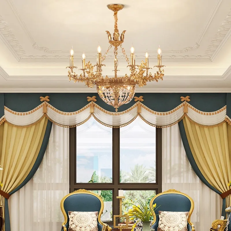 Duchess - European Rococo Style Lustre Vintage Solid Brass Gold Chandelier