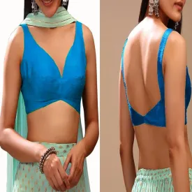 Dupion Solid Saree Readymade Blouse Sweetheart Neck Top Sleeveless Back Hook & Eye Closure Choli Sari