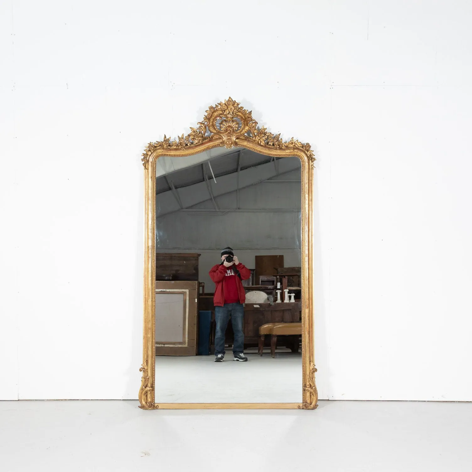 Early 19th Century Grand French Louis XV Style Rococo Giltwood Mirror