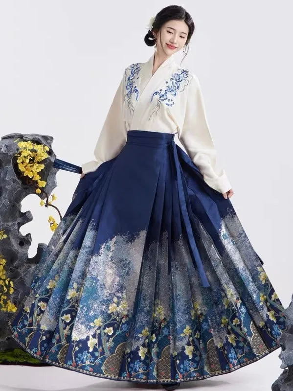 Enchanted Modern Ming Style Mamian Skirt Hanfu