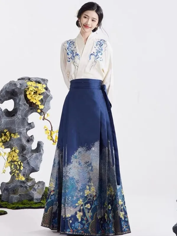 Enchanted Modern Ming Style Mamian Skirt Hanfu