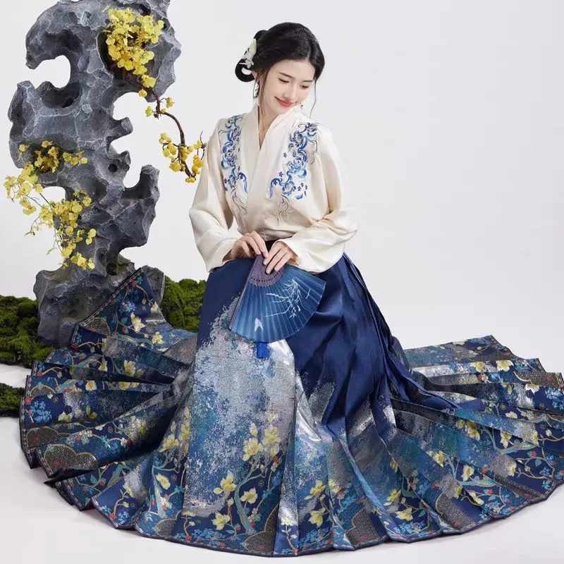Enchanted Modern Ming Style Mamian Skirt Hanfu