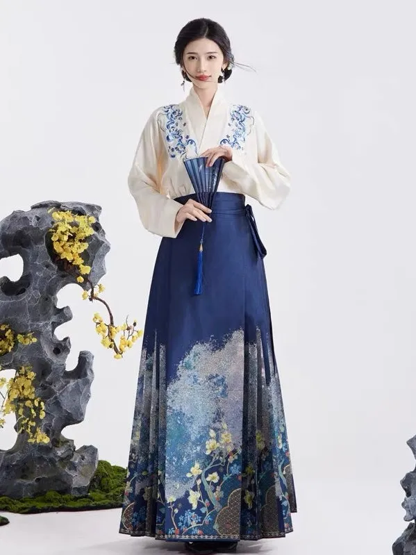 Enchanted Modern Ming Style Mamian Skirt Hanfu