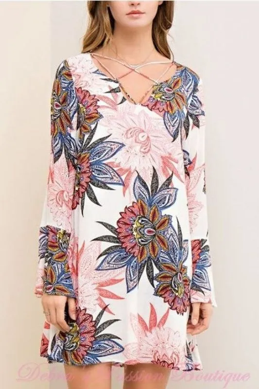 Entro Big Floral Print Shift Dress