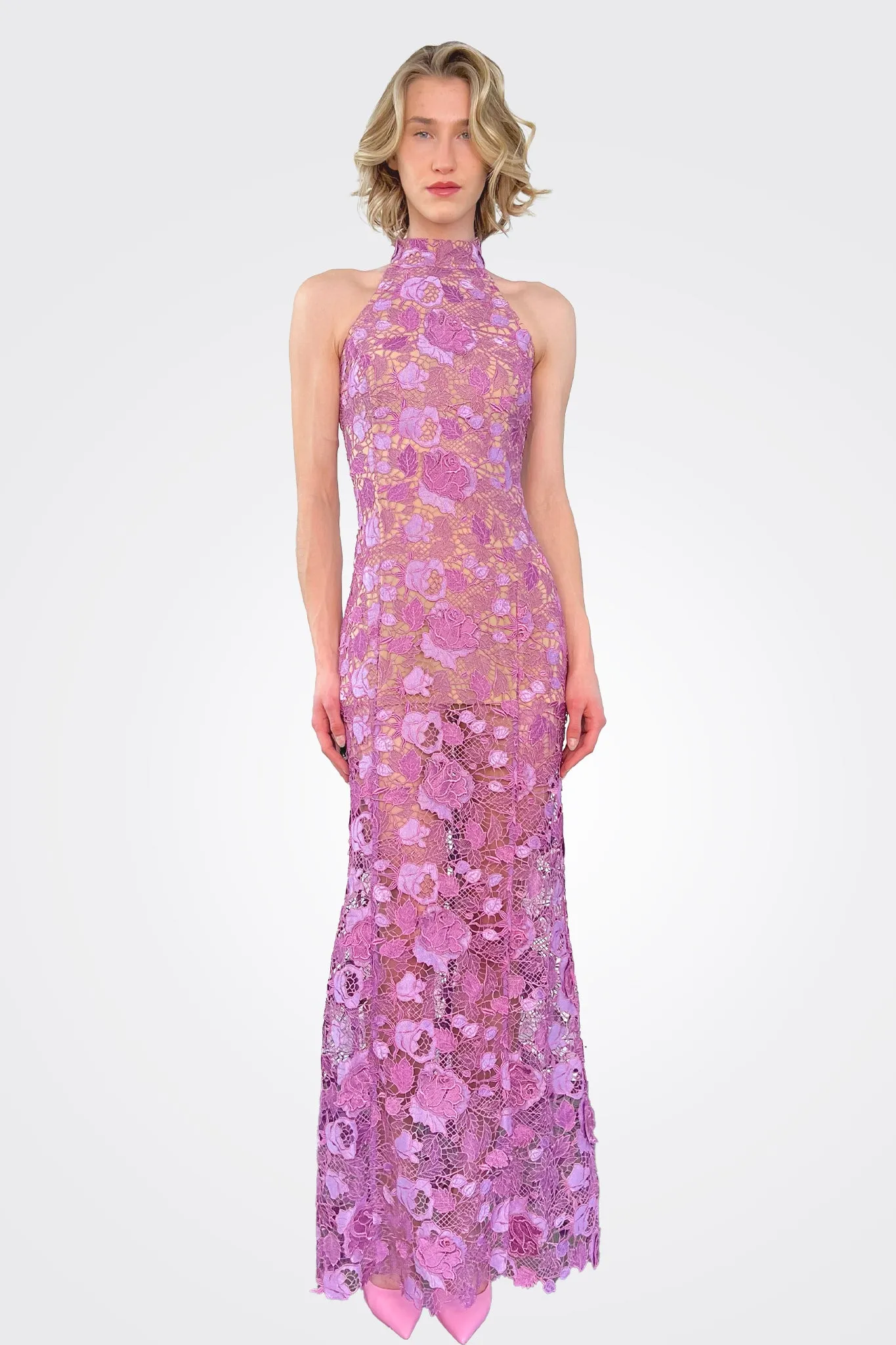 Etta Long Dress - Lavender Garden