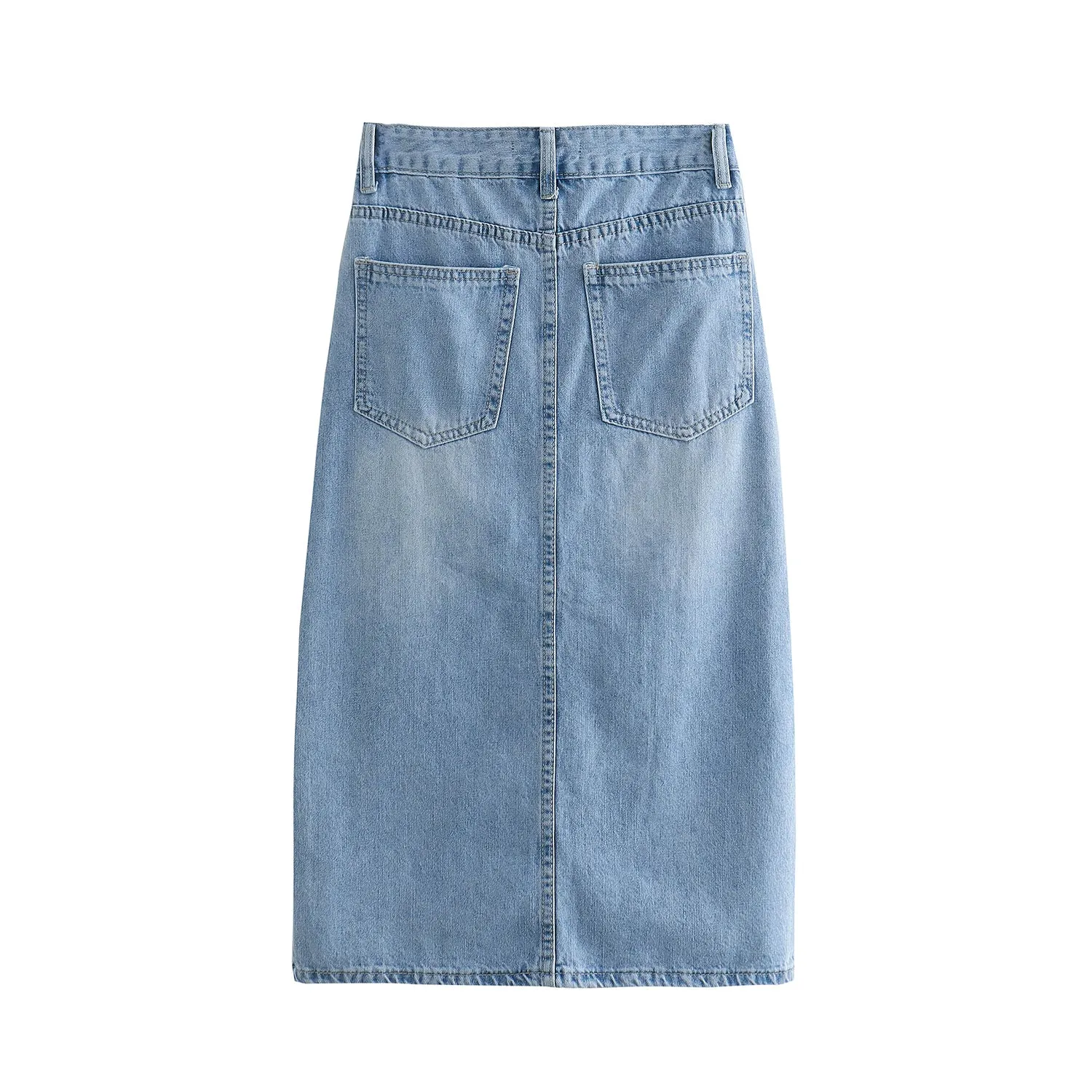 Evie Front Slit Denim Skirt