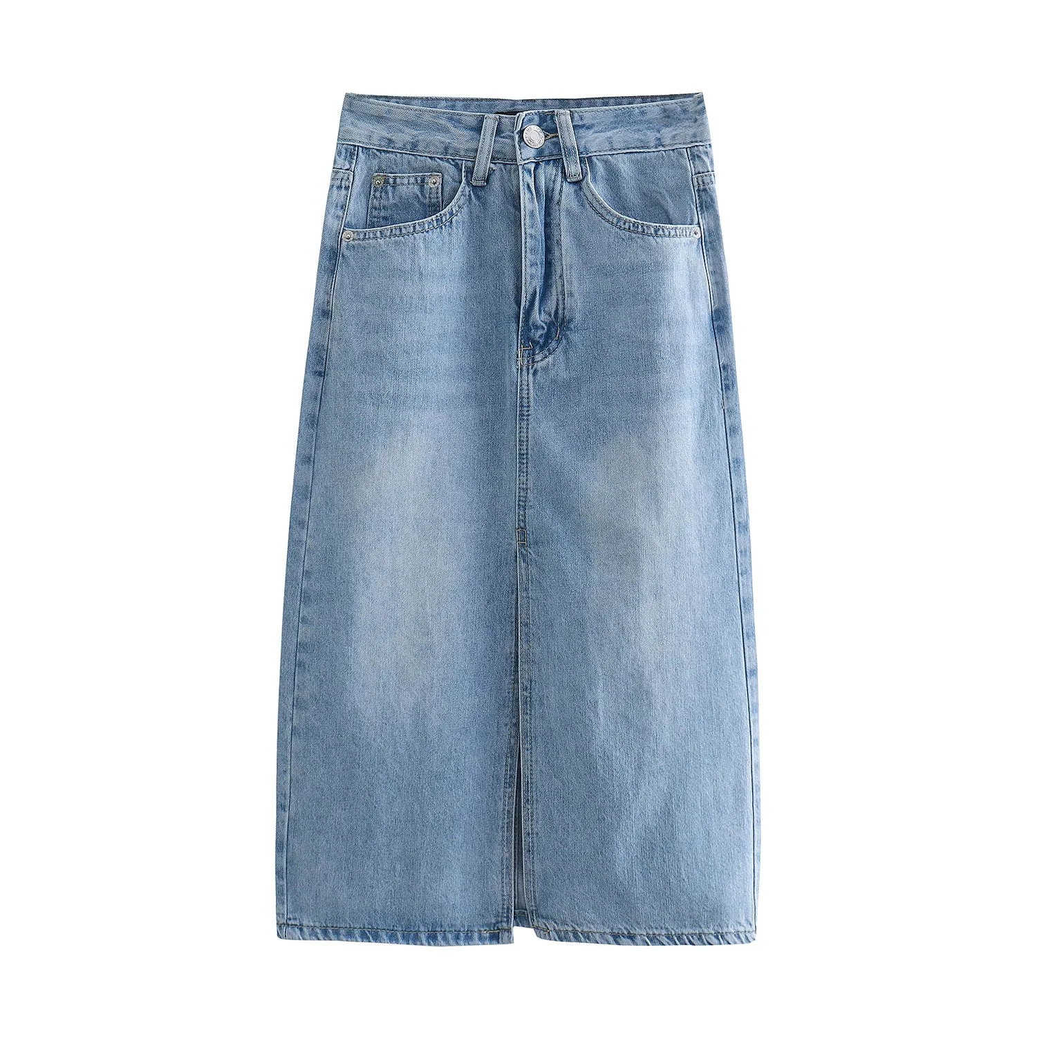 Evie Front Slit Denim Skirt