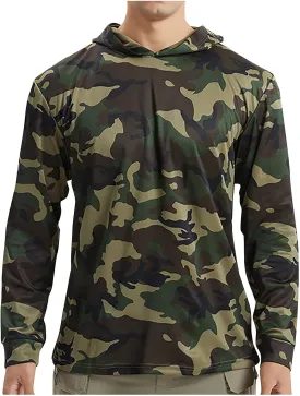 Finelylove Men's UV Sun Protection Shirt UPF 50  Camo Hoodie Long Sleeve Quick Dry Hiking Fishing Shirts Rash Guard