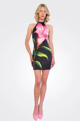 Floral Mini Dress - Black