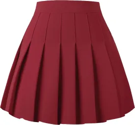 Girstunm Women's Pleated Skirt Mini Skater Basic Skirts High Waist School Girls Uniform Short Cheerleader Skirt
