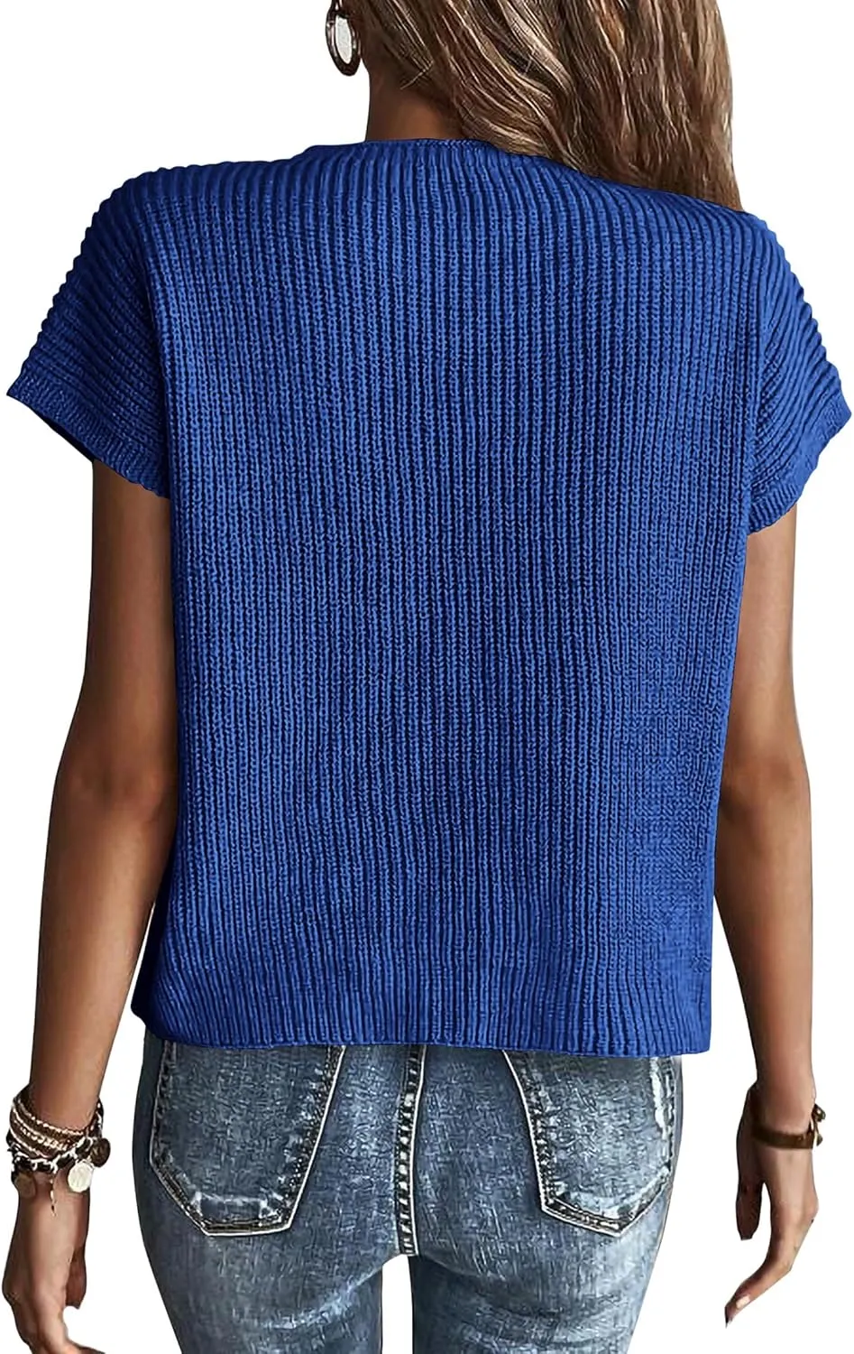 KIRUNDO Short Sleeve Sweater for Women 2025 Casual Sweater Vest Cotton Knit Pullover Tank Tops Trendy Spring Summer Outfits