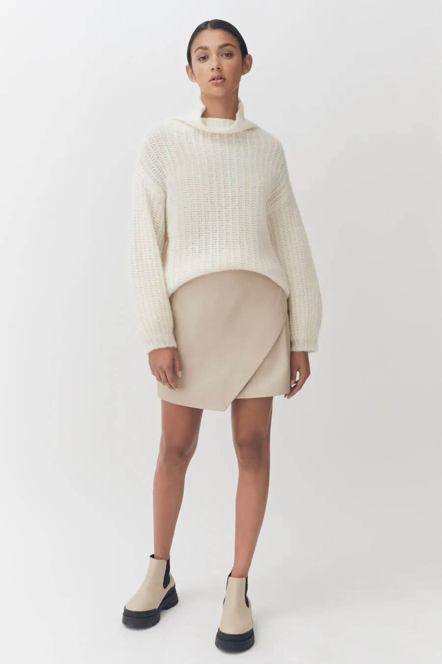 Leather Paneled Mini Skirt