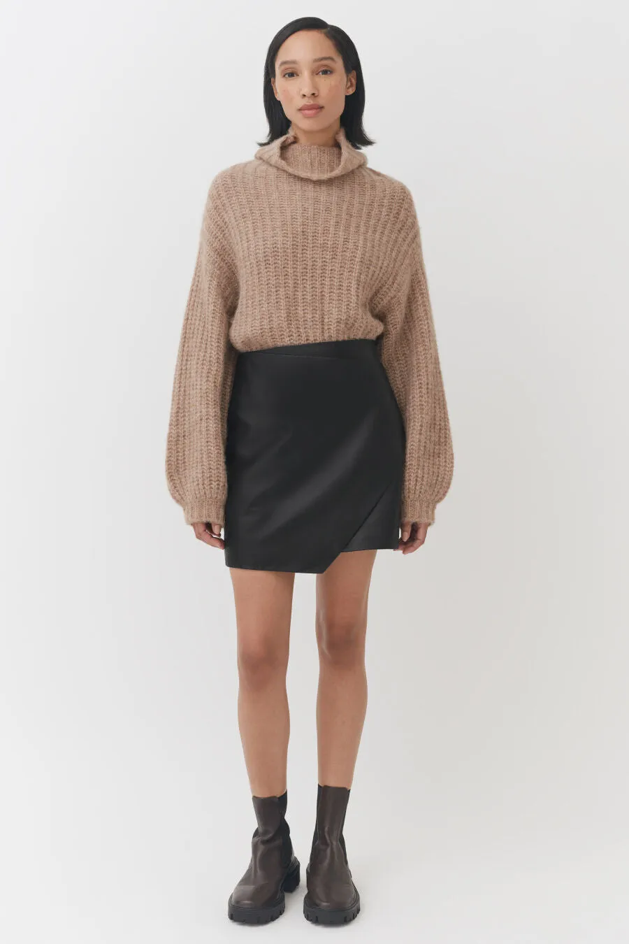 Leather Paneled Mini Skirt