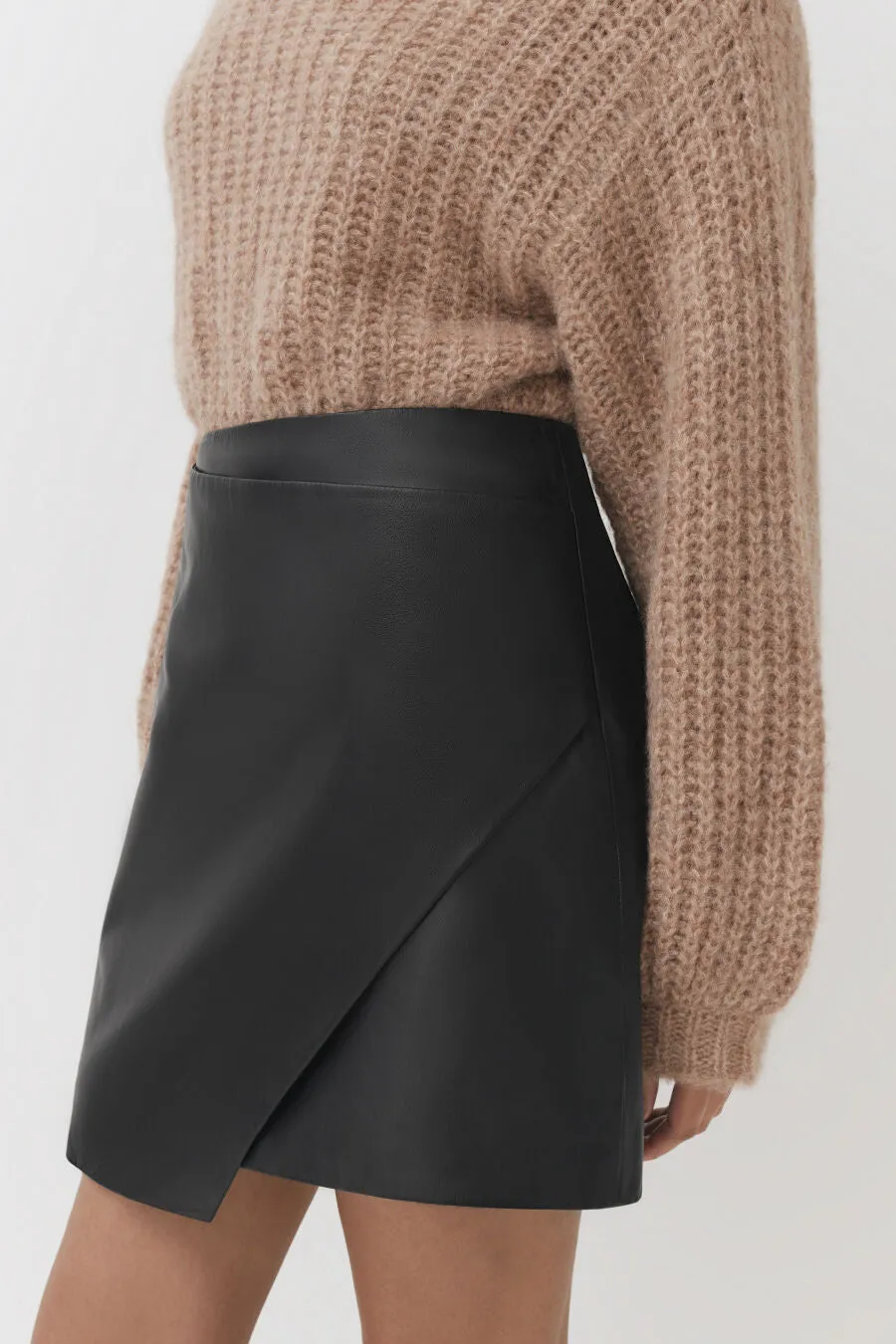 Leather Paneled Mini Skirt