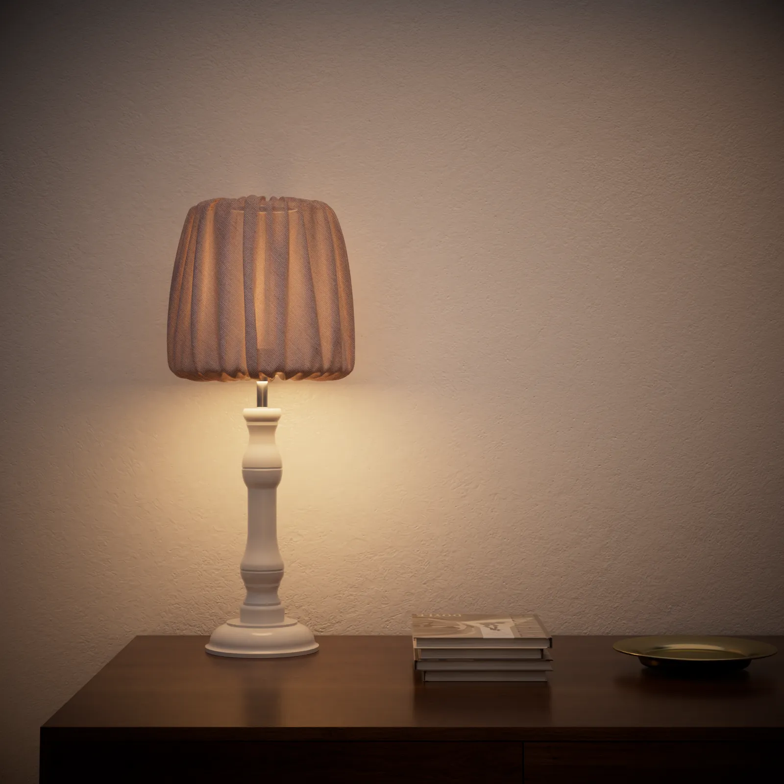 LEJDO Nordic Ancient Style Timber Table Light with Fabric lampshade E27