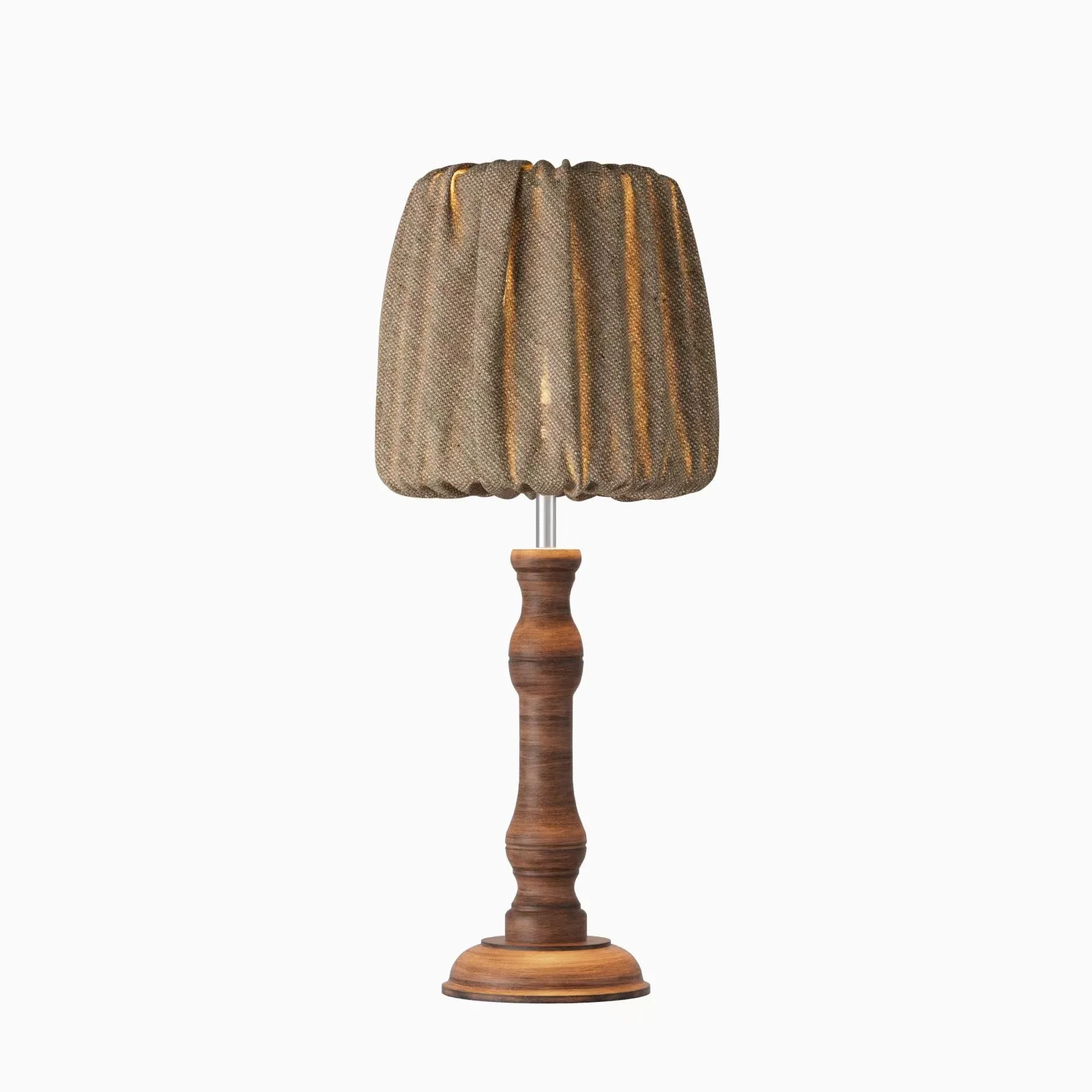 LEJDO Nordic Ancient Style Timber Table Light with Fabric lampshade E27
