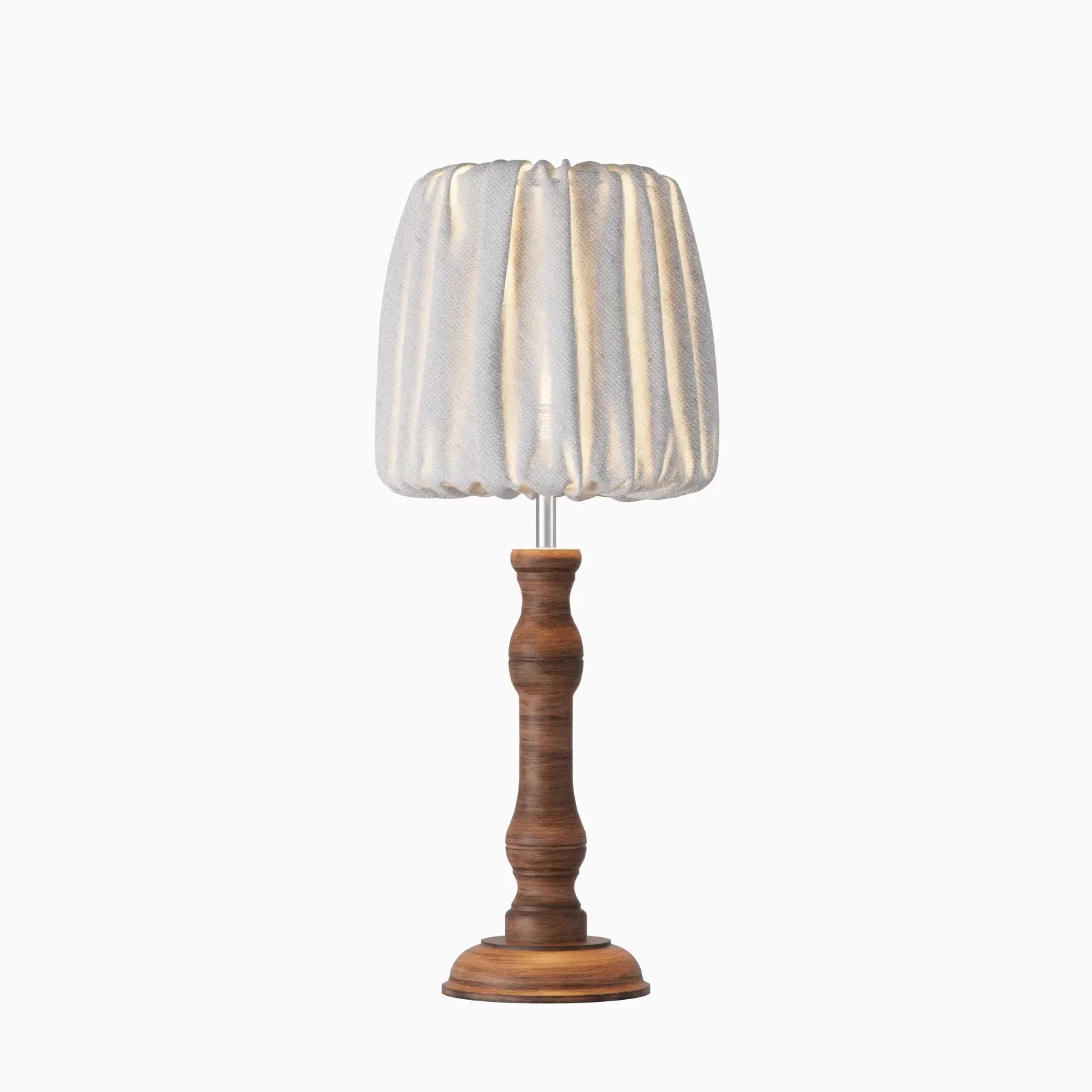 LEJDO Nordic Ancient Style Timber Table Light with Fabric lampshade E27