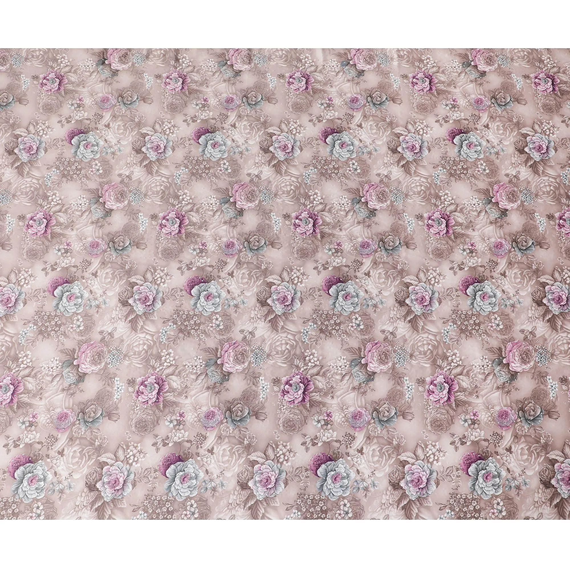 Light brown synthetic crepe fabric with multicolor print having stone work in floral design-D15311