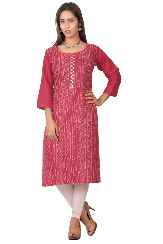 Maroon Mirror & White Design Ladies Kurti