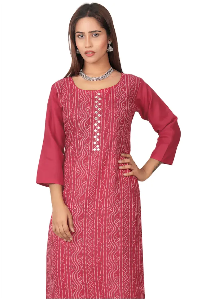 Maroon Mirror & White Design Ladies Kurti