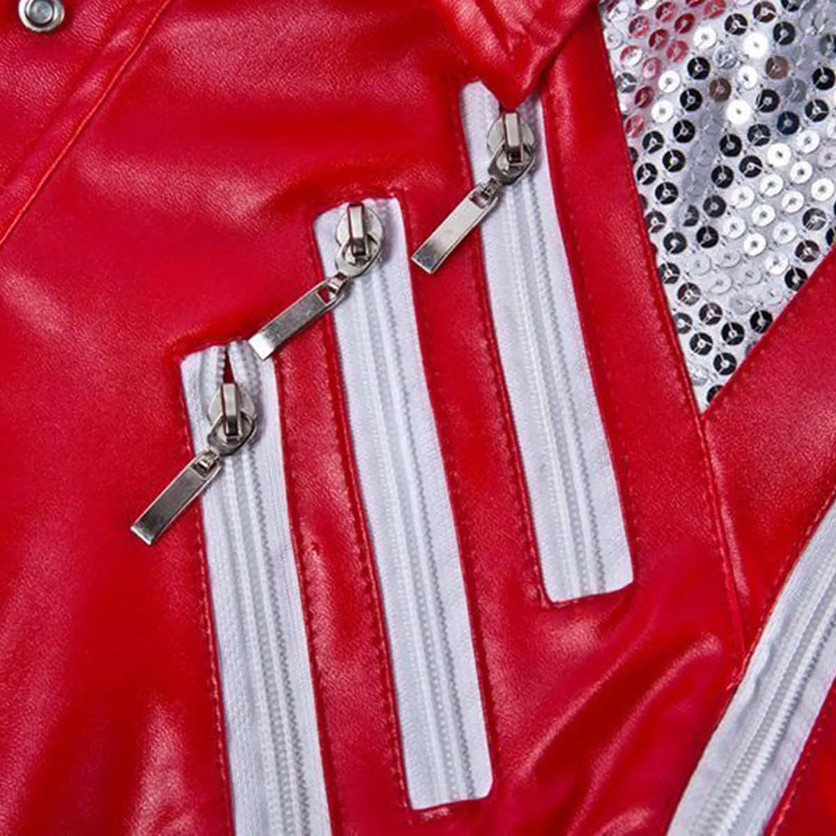 Mens Leather Jacket Adult PU Leather Zipper Coat Halloween Costume